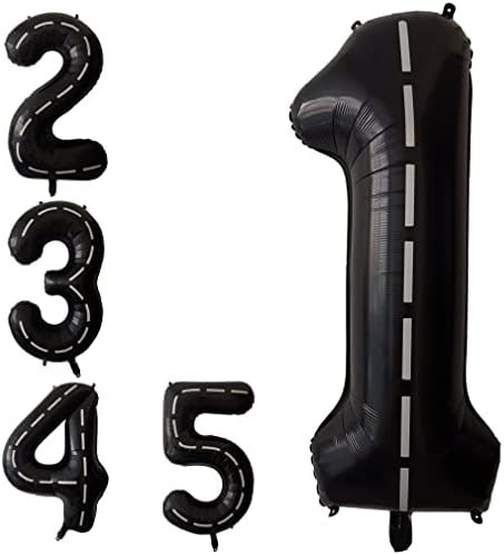 40 Inch Large Retro Race Car Black Number 1 Balloon Helium Foil Mylar Big Number Balloons Digital fo | Amazon (US)