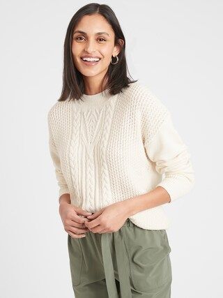 Chunky Cable Crew-Neck Sweater | Banana Republic Factory