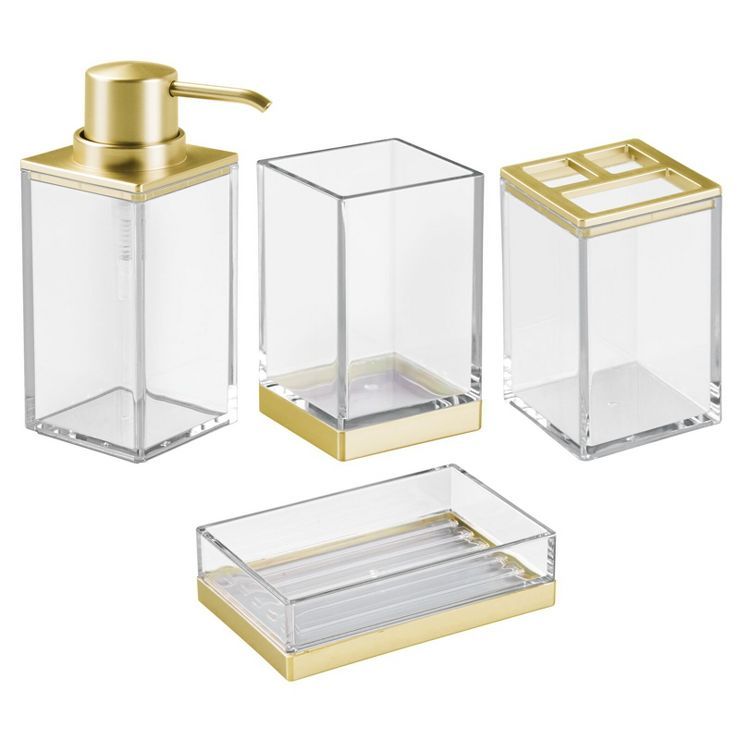 mDesign 4 Piece Plastic Bathroom Vanity Countertop Accessory Set | Target