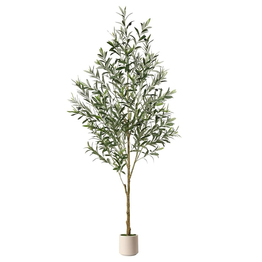 6FT Artificial Olive Trees, Faux Silk Plant with Lively Artifical Trunk and Lifelike Fruits, Indo... | Amazon (US)