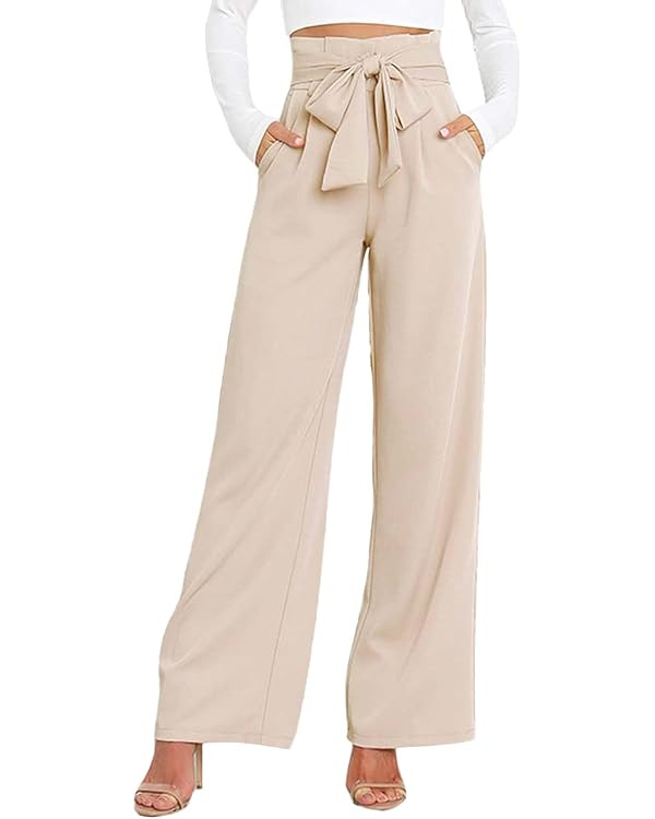 Womens High Waist Wide Leg Palazzo Pants Classic Work Business Casual Straight-Leg Pants Trousers... | Amazon (US)