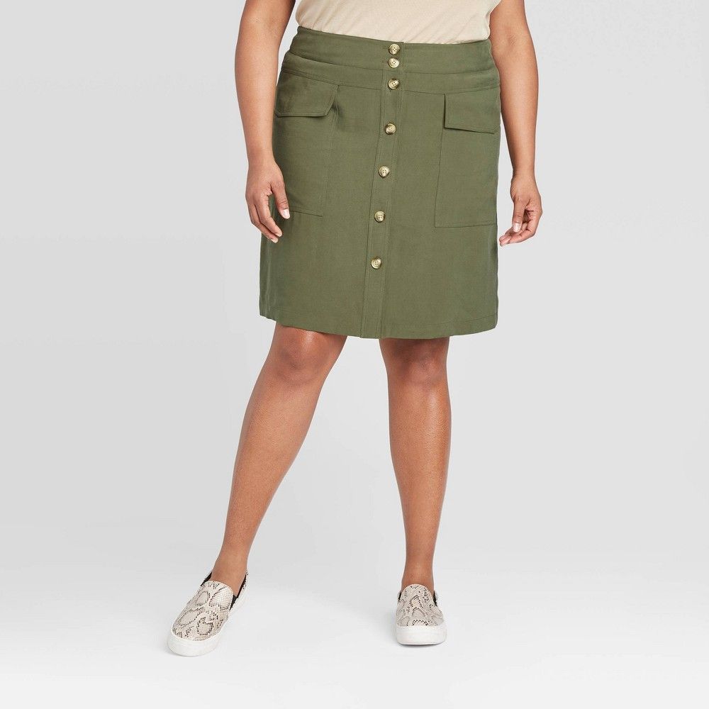 Women's Plus Size Utility Skirt - A New Day Green 18W, Women's | Target