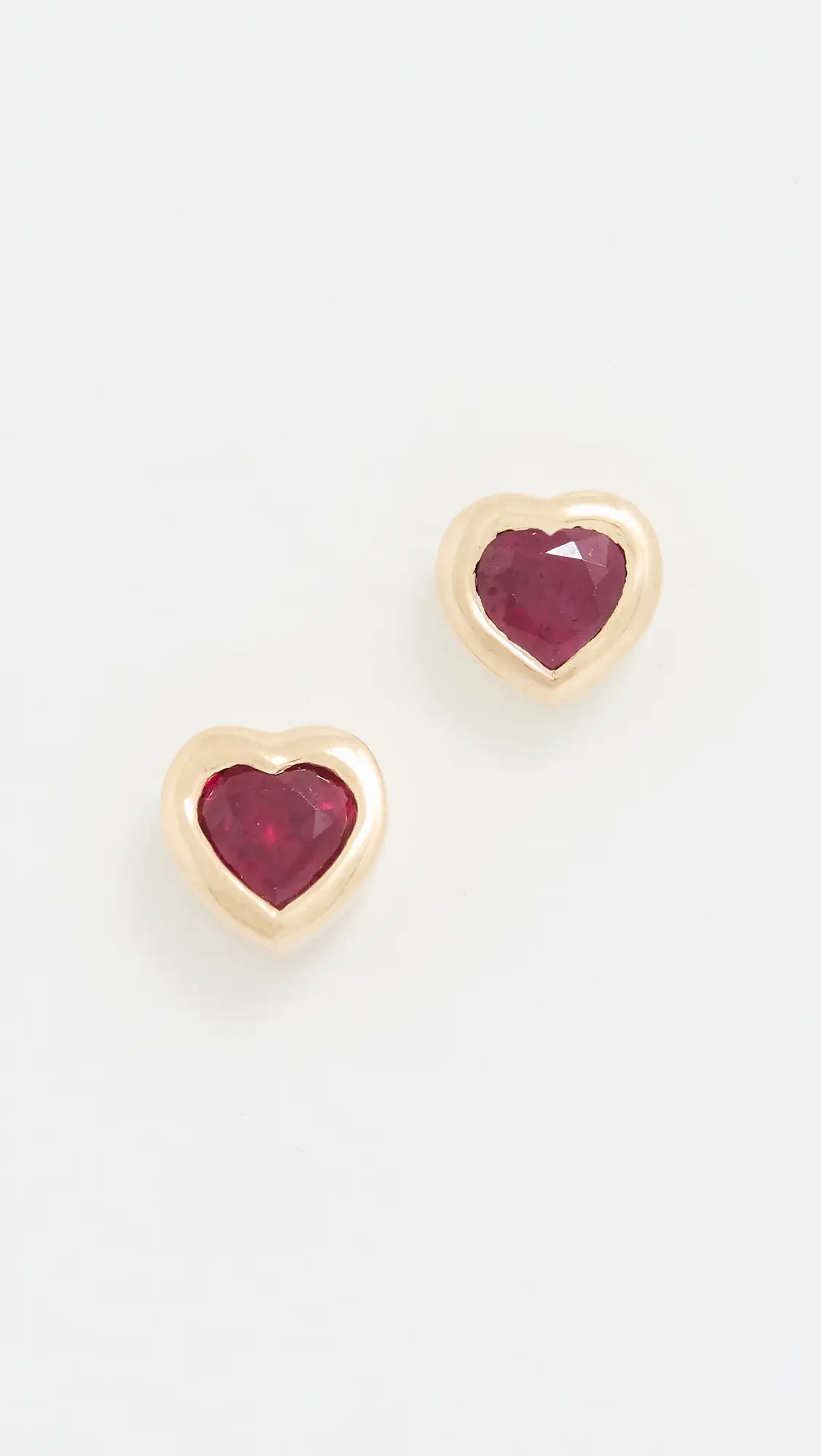 14k Yellow Gold Ruby Heart Studs | Shopbop