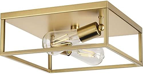 Perimeter Collection 2-Light Satin Brass Modern Flush Mount Ceiling Light | Amazon (US)