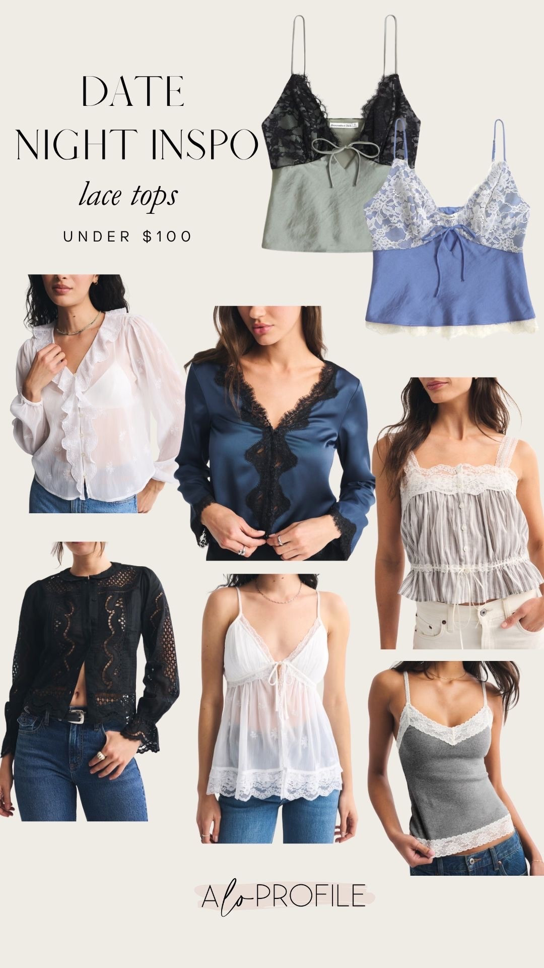 Date Night Outfit Ideas : Lace Tops // date night, date night top, date night fit, date night outfit inspo, Valentine's Day outfit, Abercrombie top, neutral date night outfit, lace tops