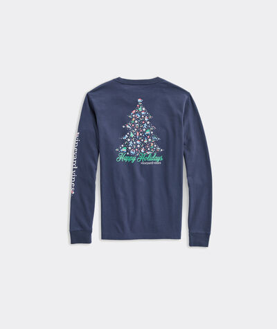 Boys' Happy Holidays Tree Long-Sleeve Pocket Tee | vineyard vines