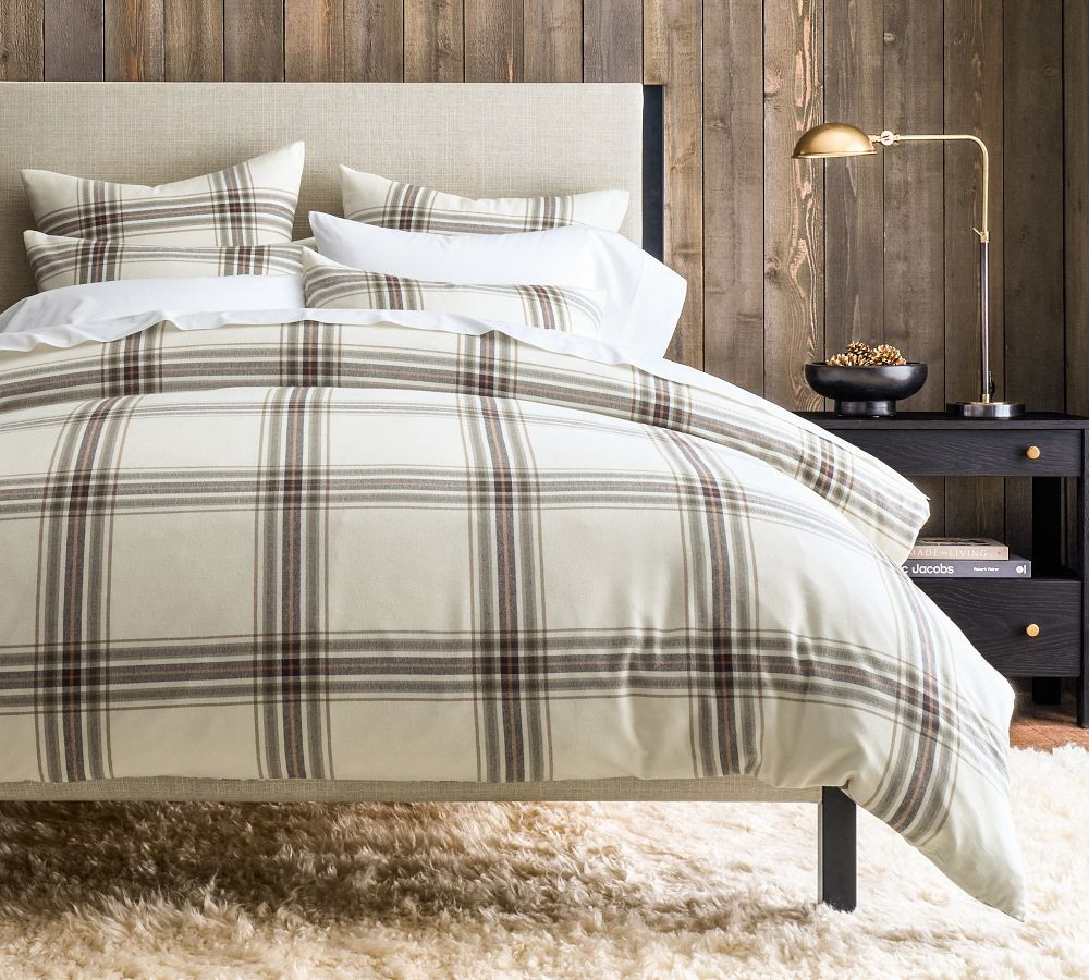 Logan Plaid Organic Cotton Flannel Duvet Cover | Pottery Barn (US)