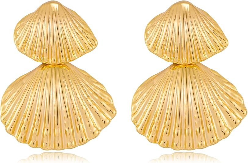Gold/Silver Shell Dangle Earrings for Women Seashell Drop Dangle Earrings Ocean Beach Earrings Su... | Amazon (US)