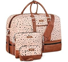 Weekender Bag Large Overnight Bag for Women Canvas Travel Duffel Bag Carry On Tote with Shoe Comp... | Amazon (US)