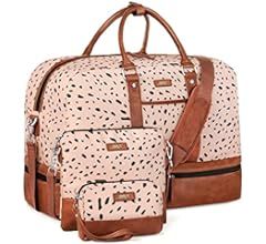 Weekender Bag Large Overnight Bag for Women Canvas Travel Duffel Bag Carry On Tote with Shoe Comp... | Amazon (US)