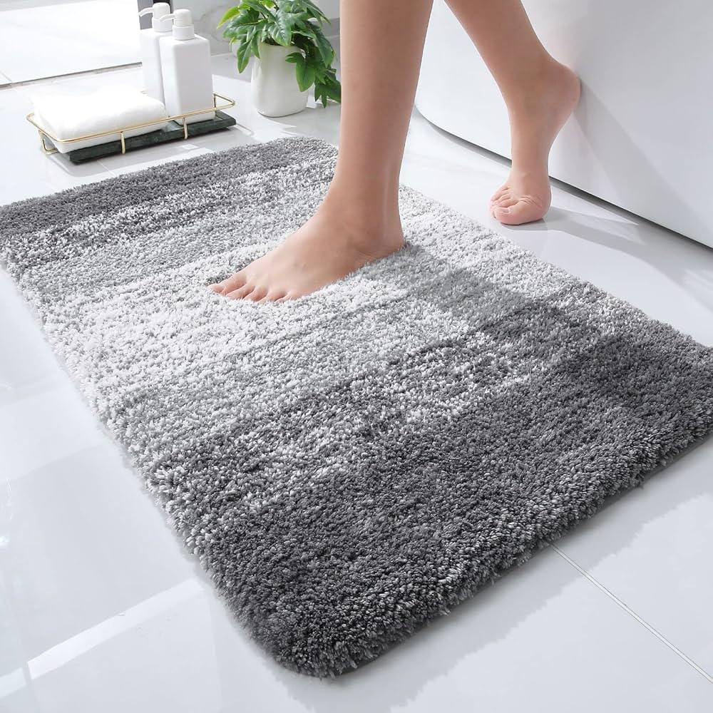 OLANLY Luxury Bathroom Rug Mat 24x16, Extra Soft and Absorbent Microfiber Bath Rugs, Non-Slip Plu... | Amazon (US)