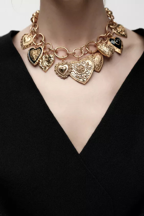 NECKLACE WITH HEART CHARMS | Zara UK