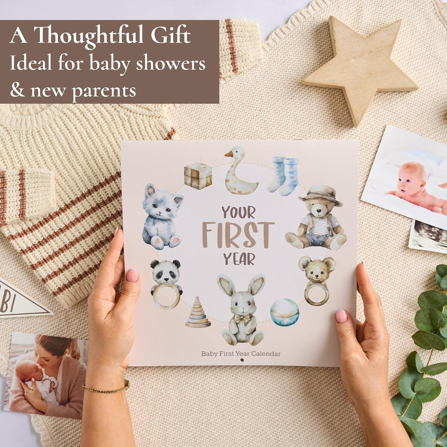 Baby's First Year Calendar with 100 Stickers - Unisex Baby Design 1st Years Wall Calendar With St... | Amazon (US)