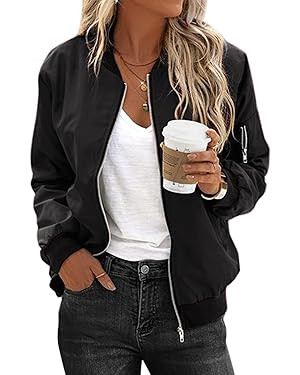 Zeagoo Women's Bomber Jacket Casual Coat Zip Up Outerwear Windbreaker with Pockets S-XXL | Amazon (US)