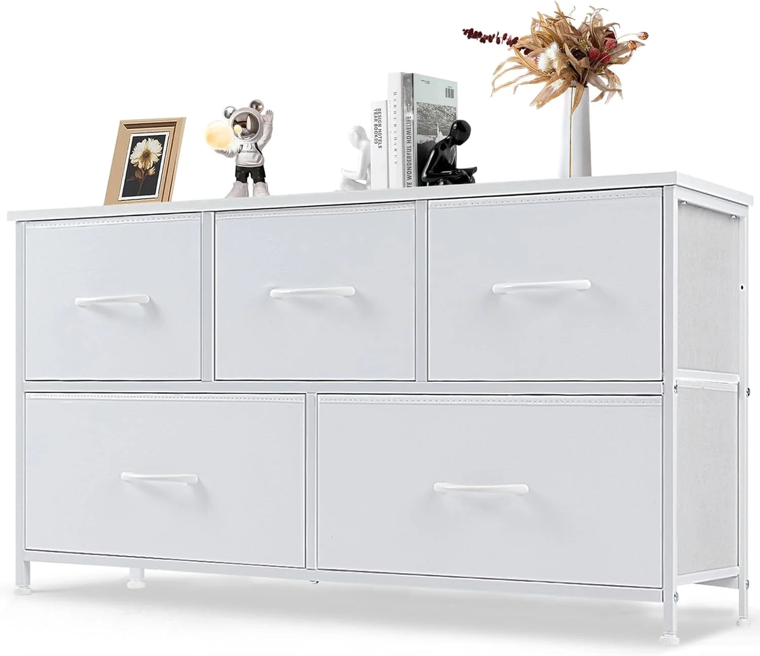 EDX 5 Drawer Dresser, Wide Chest Of Drawers Nightstand Storage Tower Storage Dresser Fabric Dress... | Walmart (US)