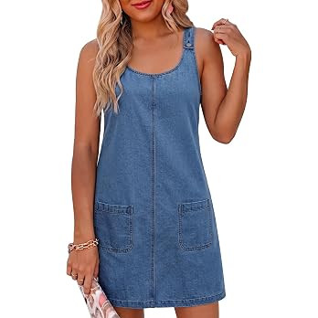Dokotoo Womens Sleeveless Casual Denim Dress Western Cowgirl Outfits Jean Overall Dress | Amazon (US)