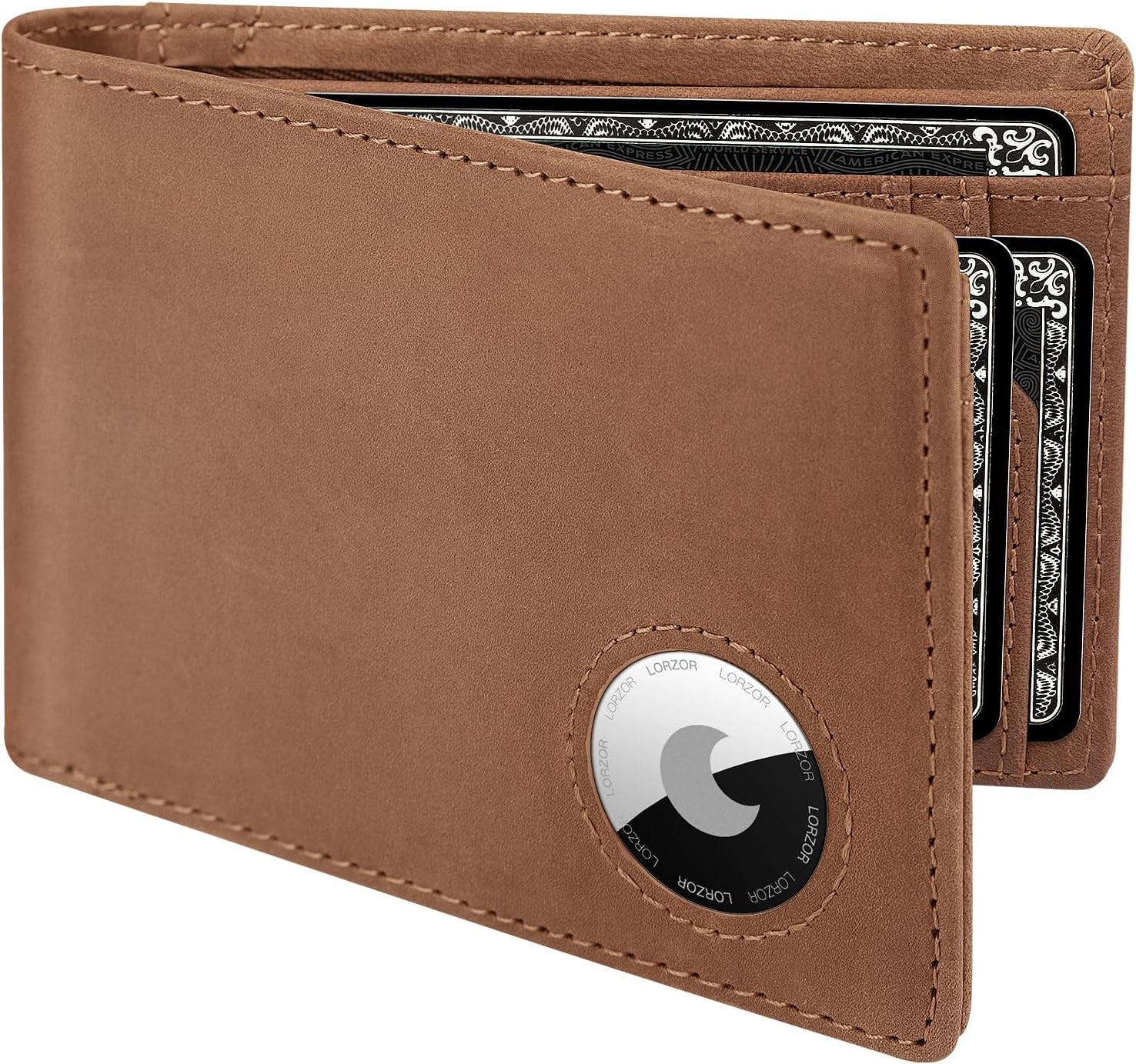 AirTag Wallet - Bifold Full Grain Leather Mens Air Tag Wallet with AirTag Holder, RFID Blocking M... | Amazon (US)