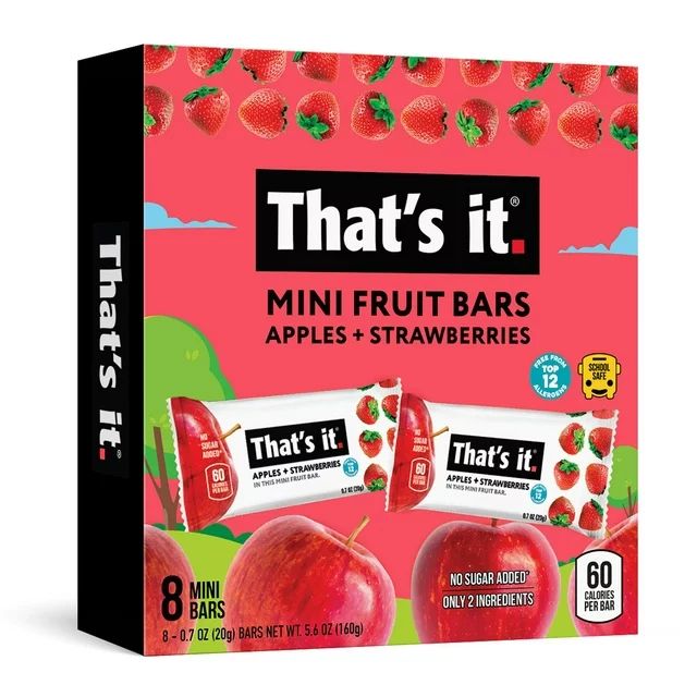 That's it. Gluten-Free Soft & Chewy Apple + Strawberry Ready-to-Eat Fruit Bars, 0.7oz, 8 Count Sh... | Walmart (US)