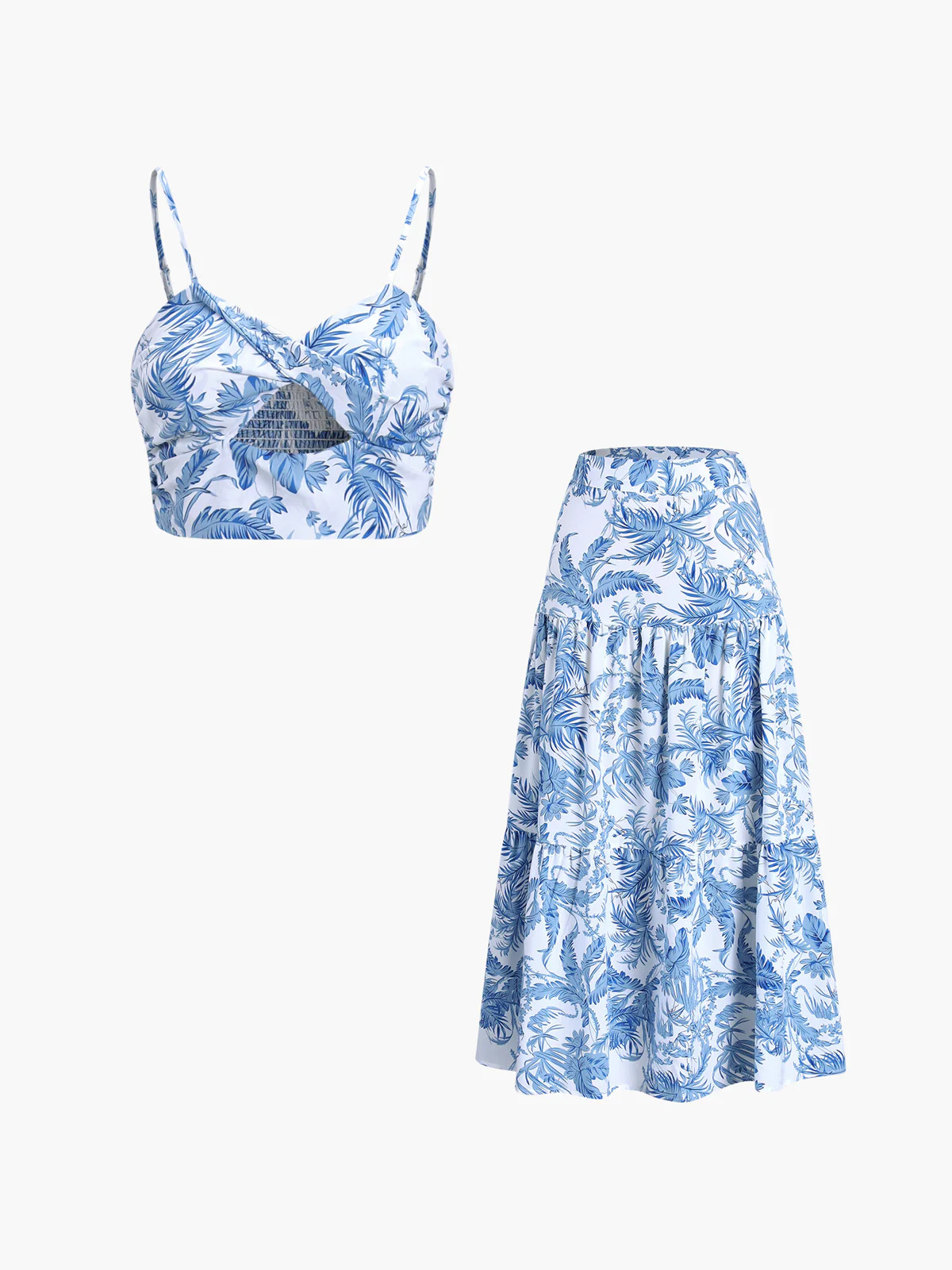 Seaside Joy Print Twist Detail Skirt Set | Commense