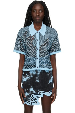 PH5 - Black & Blue Eco Finley Crochet Polo Shirt | SSENSE