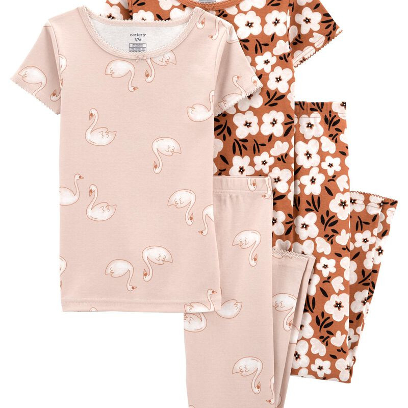 4-Piece Floral Swan 100% Snug Fit Cotton PJs | Carter's