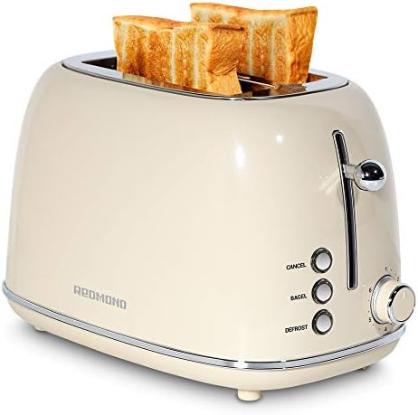 REDMOND 2 Slice Toaster Retro Stainless Steel Toaster with Bagel, Cancel, Defrost Function and 6 ... | Amazon (US)