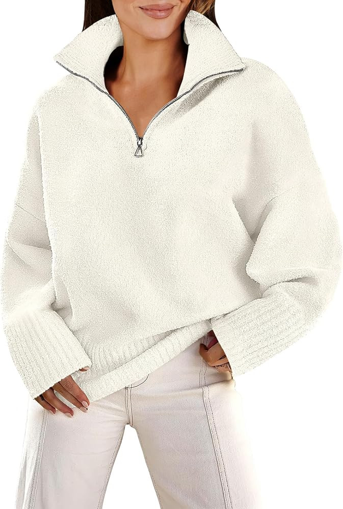 LOGENE Women's Oversized Soft Crewneck Sweaters Fuzzy Warm Knit Pullover Tops 2023 Fashion Clothe... | Amazon (US)
