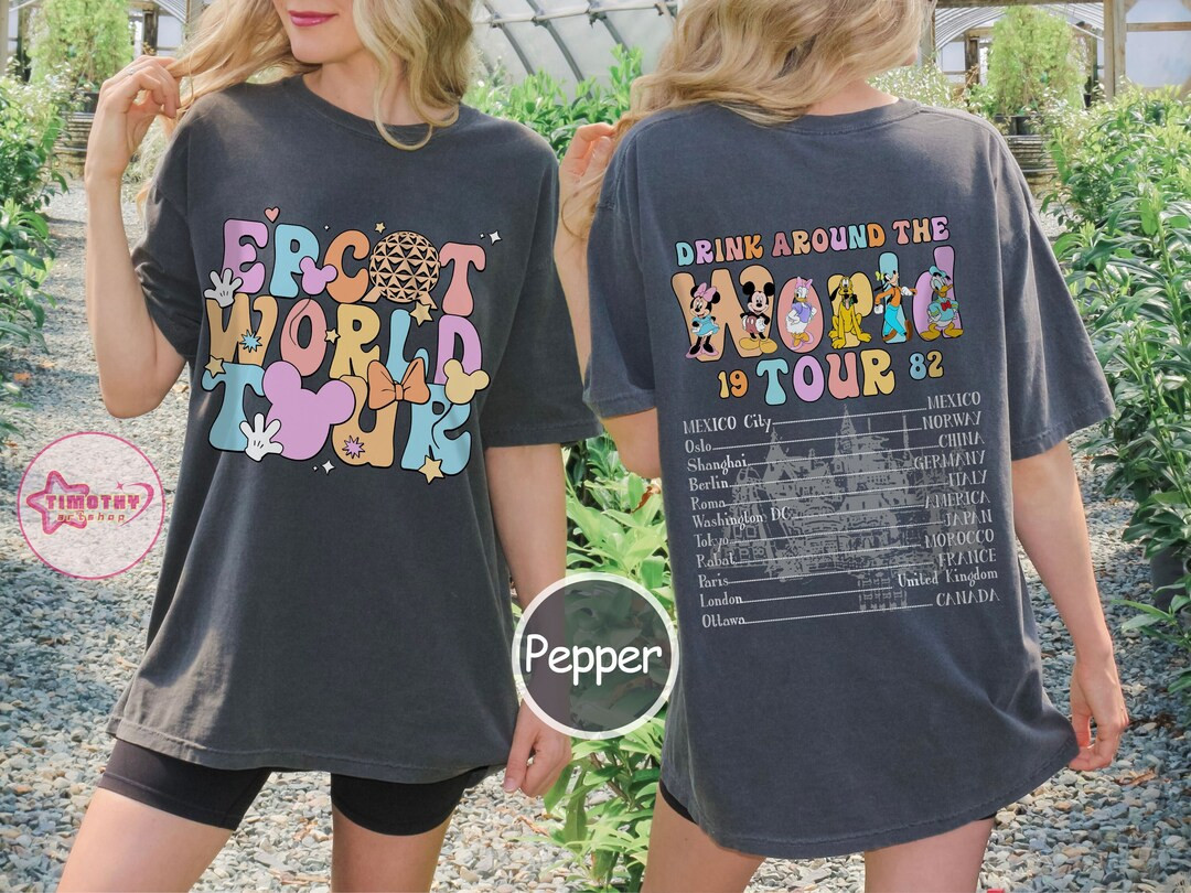 Comfort Colors® Vintage Disney Epcot World Tour Shirt, Drink Around the World Traveler Sweatshir... | Etsy (US)