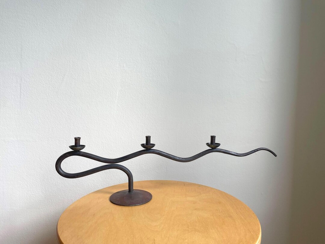 Squiggle Wrought Iron Wavy 1980s Candelabra, Hysteria France, Brutalist Home Decor, Postmodern - ... | Etsy (US)