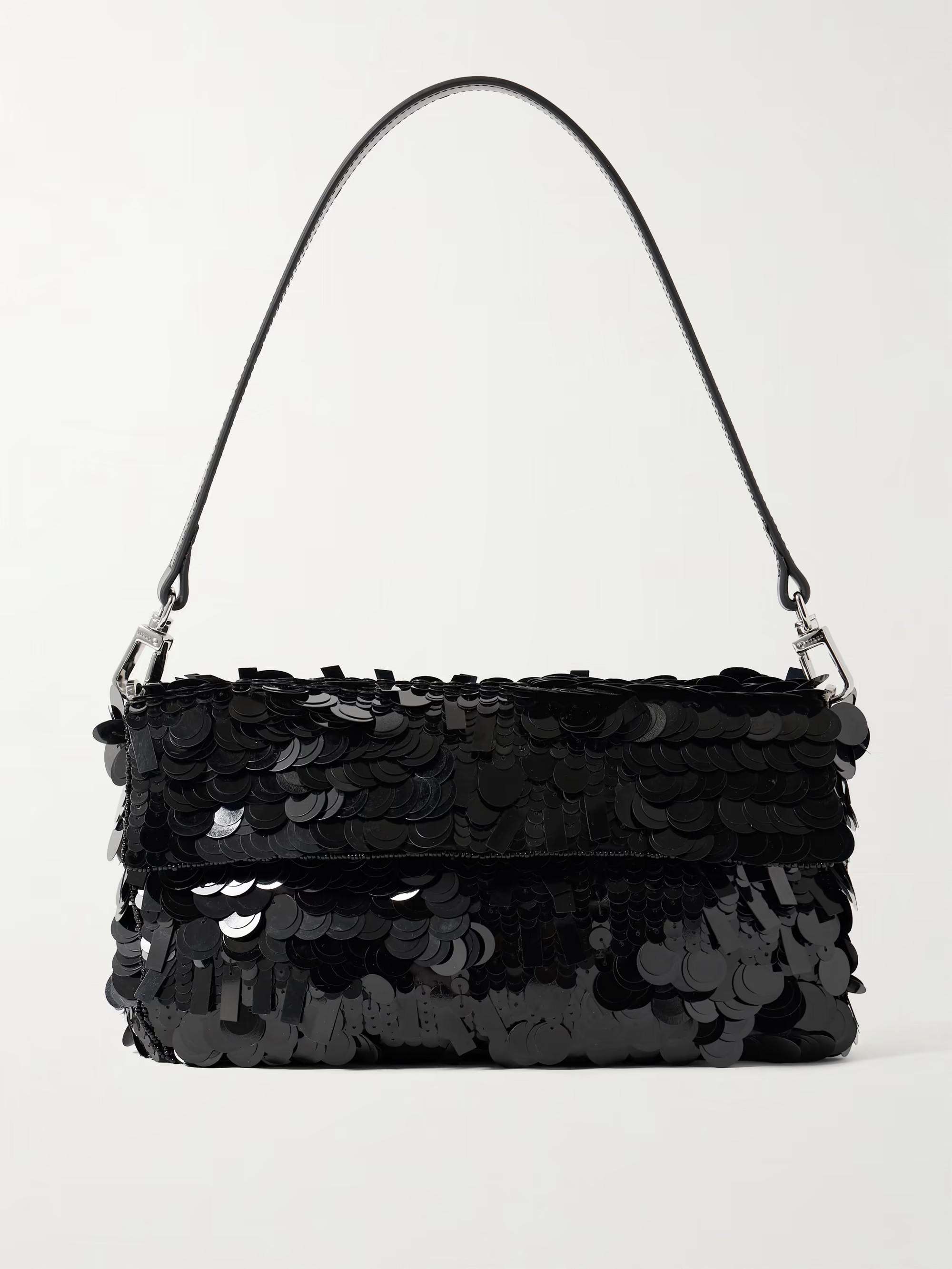 Timmy leather-trimmed sequined satin shoulder bag | NET-A-PORTER APAC