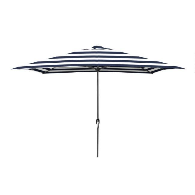 Peacoat Blue Stripe 6.5 x 10 Ft Rectangular Outdoor Umbrella | World Market