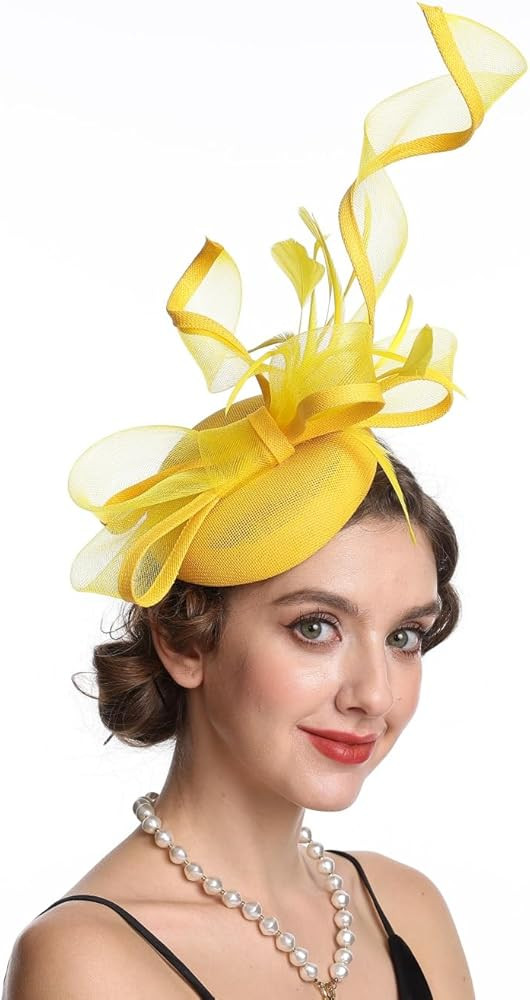 Haojing Feather Fascinator Hat for Women Vintage Bridal Headpiece Wedding Derby Hat | Amazon (US)