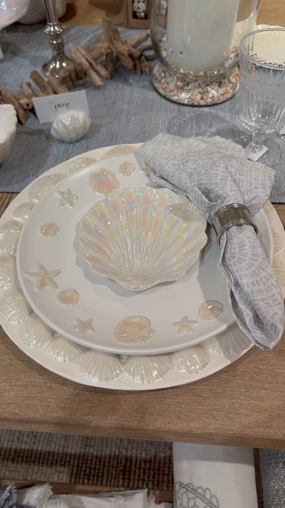 Beautiful shell tabletop decor, coastal place setting, home entertaining

#LTKHome #LTKfoodie #LTKdayinmylife