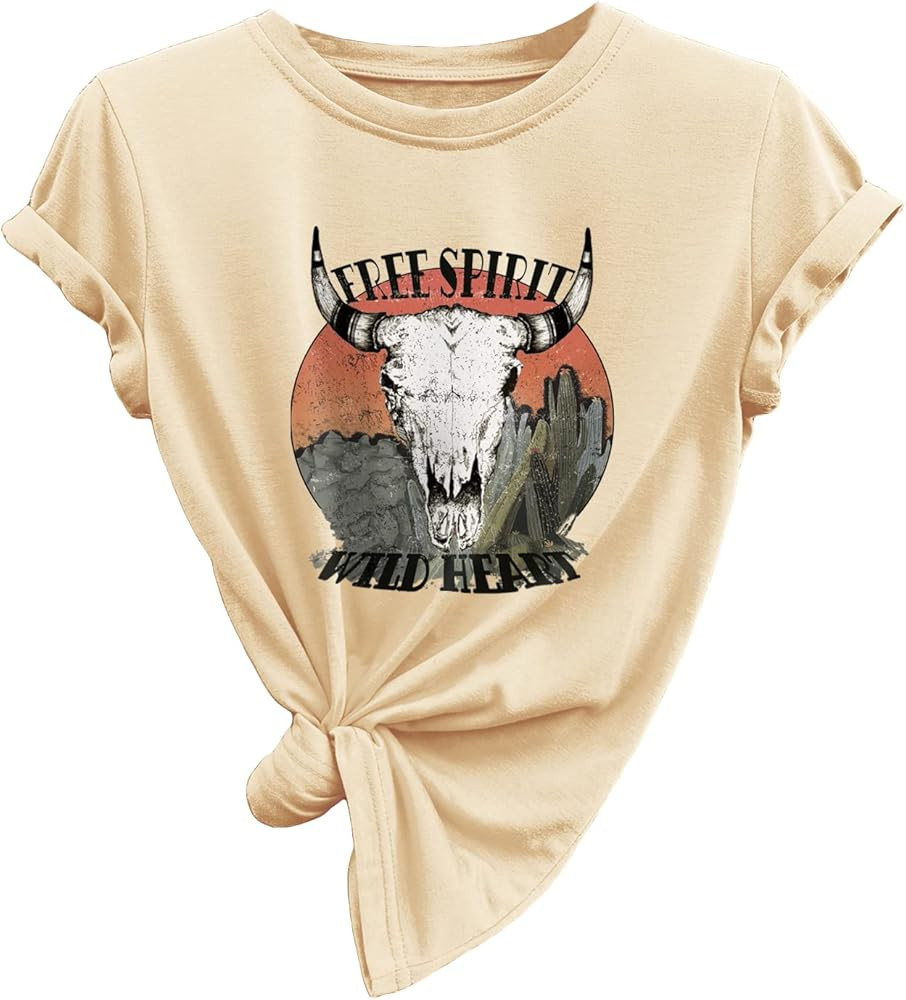 SOLY HUX Women's Letter Goat Graphic Tees Short Sleeve Oversized T Shirt Round Neck Summer Tops | Amazon (US)