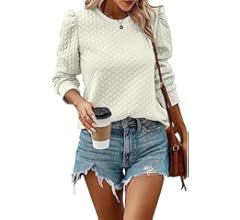 PRETTYGARDEN Women's Puff Sleeve Sweatshirts 2023 Fall Fashion Casual Crewneck Solid Twist Textur... | Amazon (US)