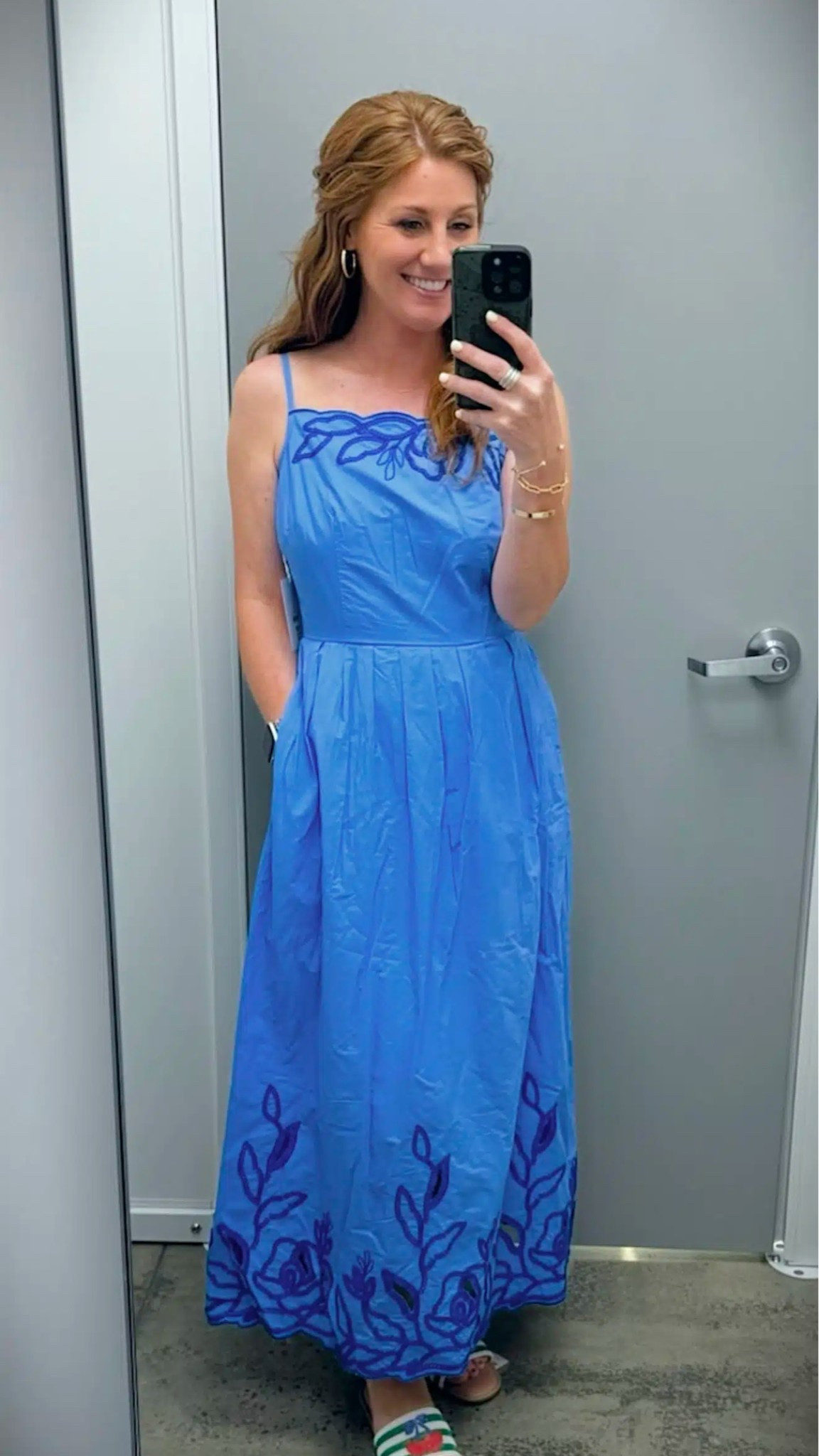 Walmart outfit idea from Stephanie! This blue maxi dress is great for vacation and she’s paired it with some flat sandals. She’s wearing an XS in the dress and size 7 sandals.

#LTKTravel #LTKOver40 #LTKootd