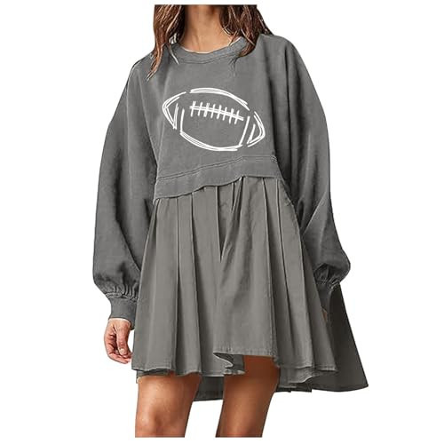 Touchdown Season Football Sweatshirt Dresses Womens Football Leopard Heart Graphic Pullover Oversized Babydoll Tops | Amazon (US)