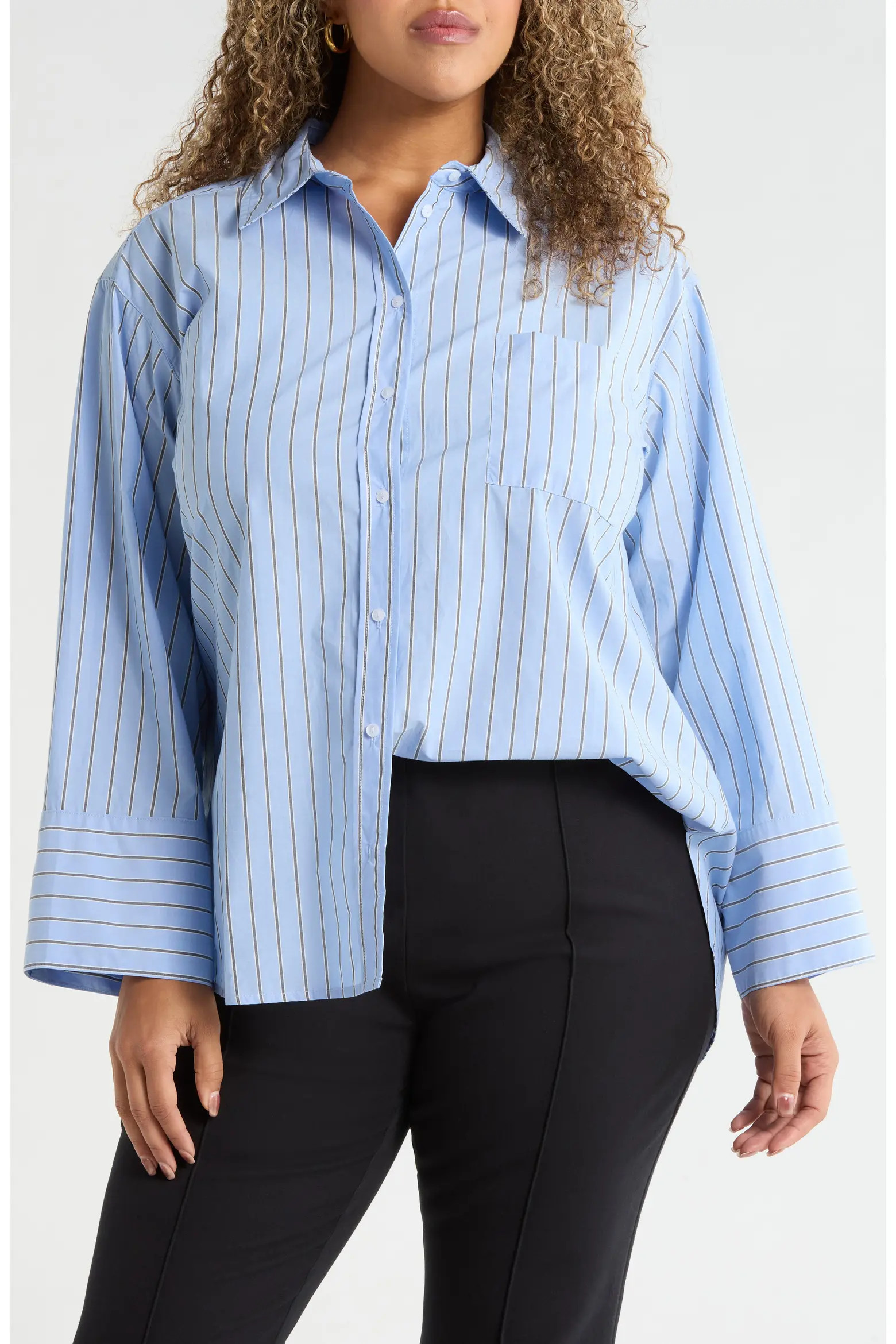 Stripe Cotton Poplin Button-Up Shirt (Women) | Nordstrom | Nordstrom
