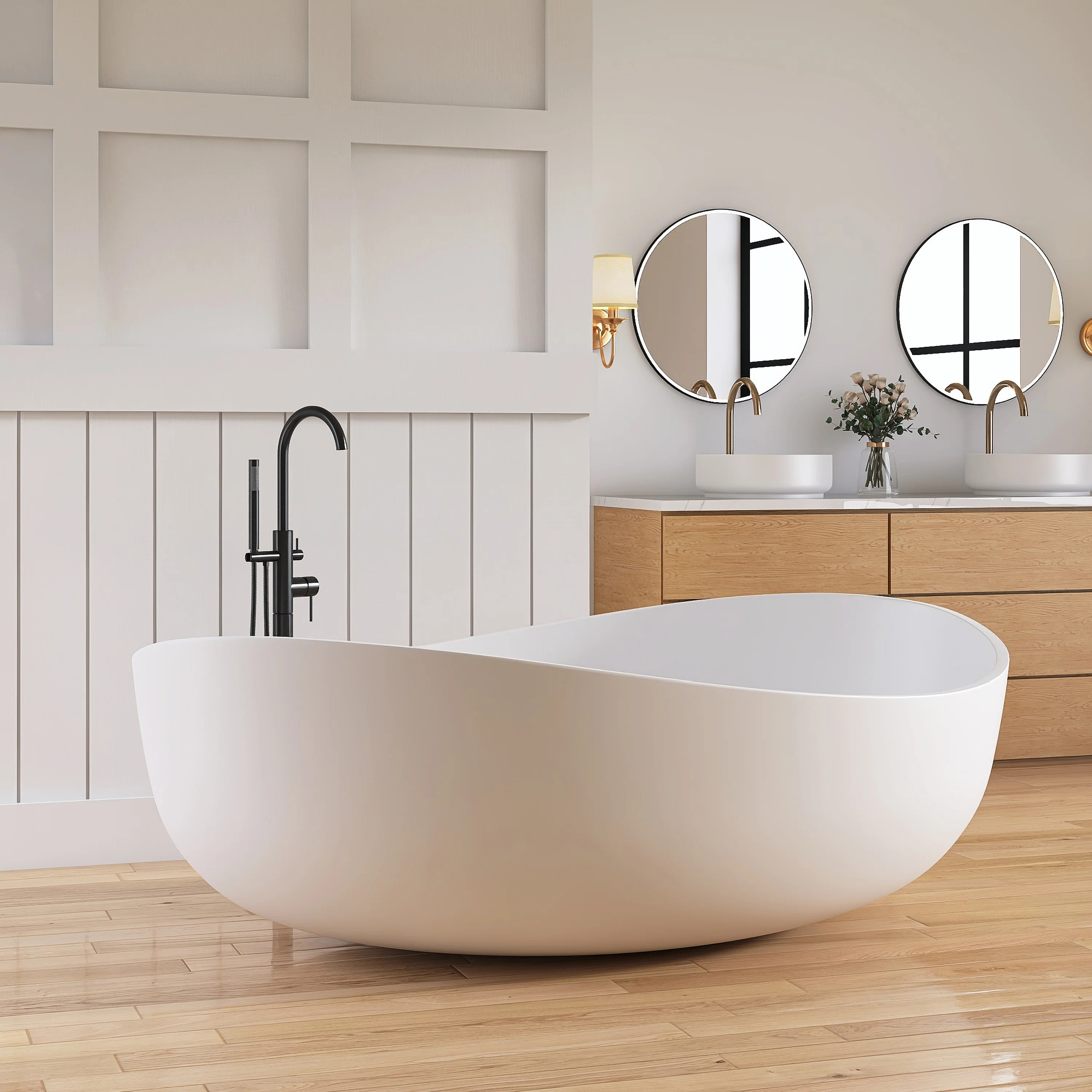 Forma 71'' Wavy Freestanding Tub Solid Surface Freestanding Soaking Bathtub DUG015-1800 | Wayfair North America