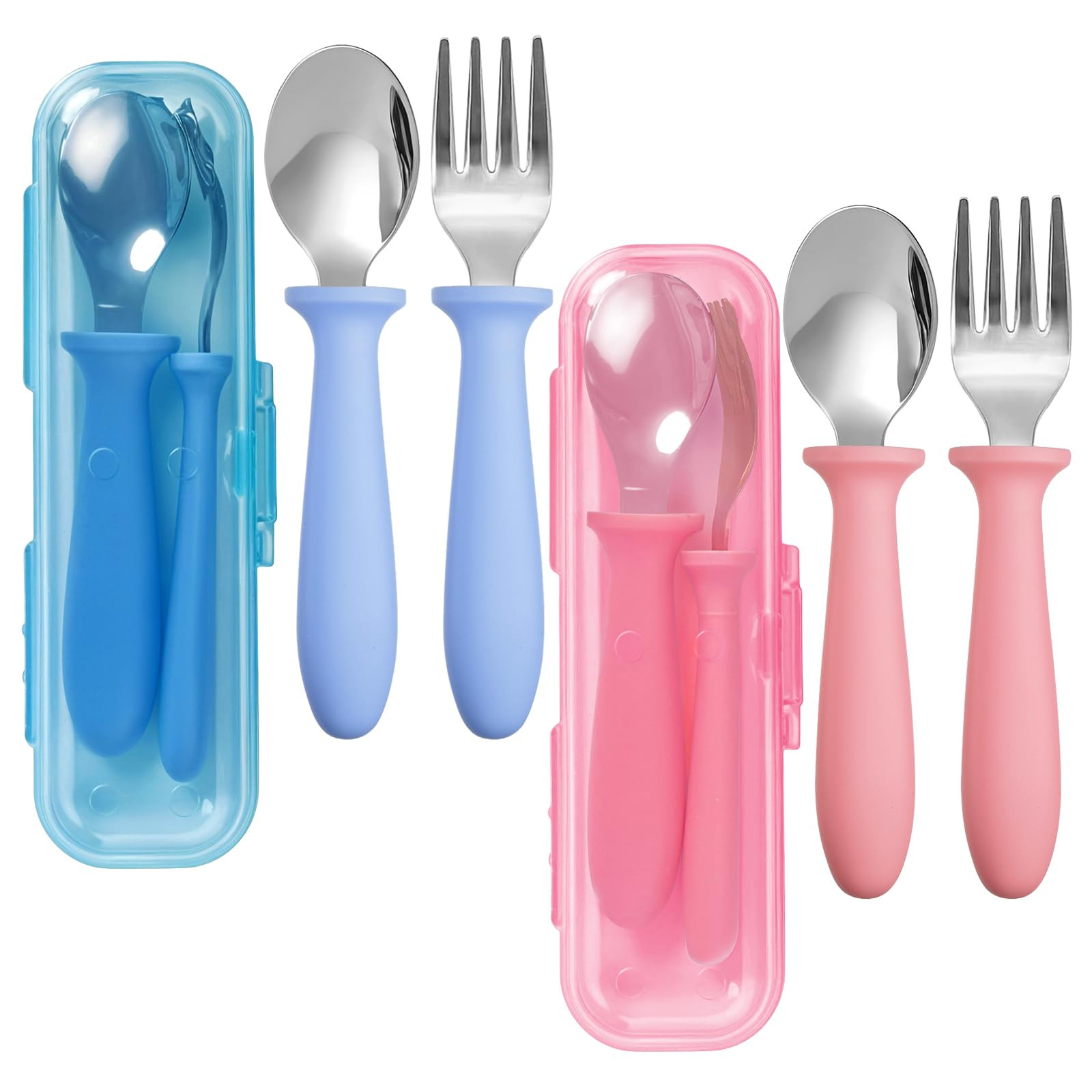 Kids Stainless Steel Utensils,Toddler Utensils,Toddler Forks and Spoons with Storage Box,Dishwash... | Amazon (US)