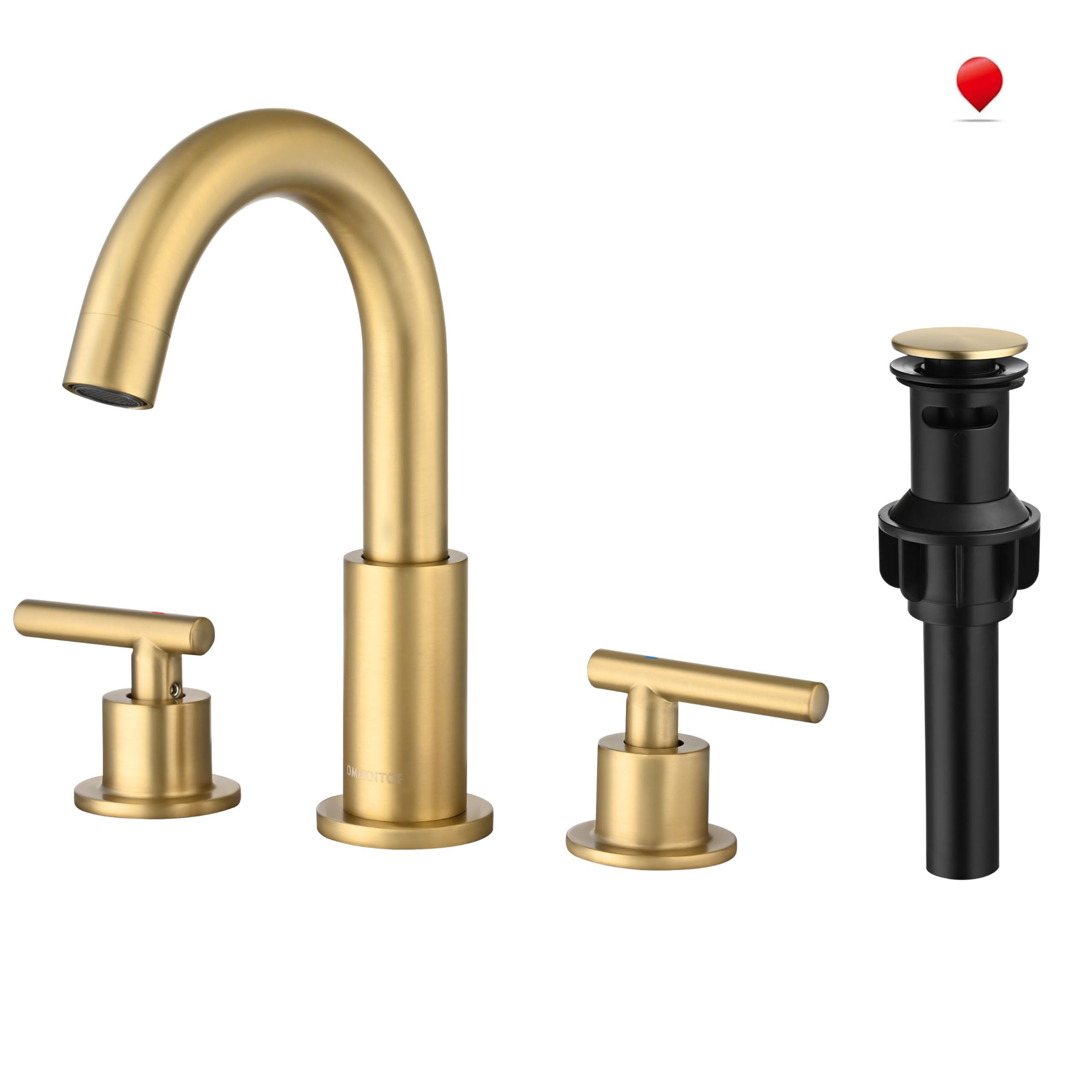 OMEKNTOP Brushed Gold Bathroom Faucet 3 Hole, 8 Inch Widespread Gold Bathroom Faucet with 360° S... | Amazon (CA)