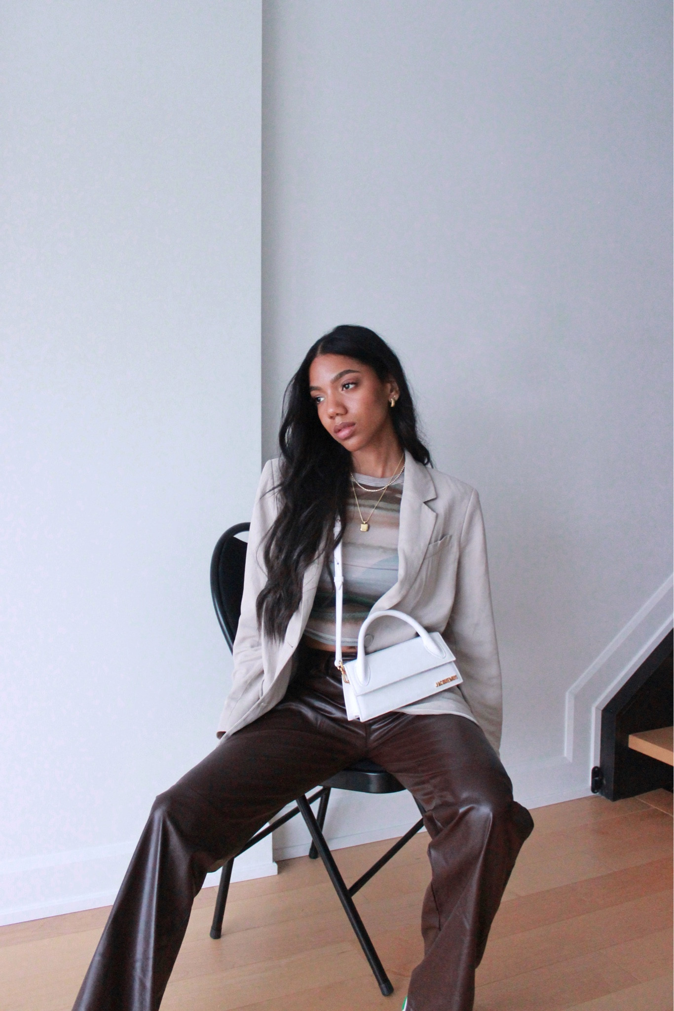 brown leather pants | boyfriend blazer | jacquemus bag | casual outfit ideas | street style | neutral style | neutral outfit | black influencer | mini bags | ottawa influencer | crop top style | Canadian influencer |expresso brown

#LTKitbag #LTKunder100