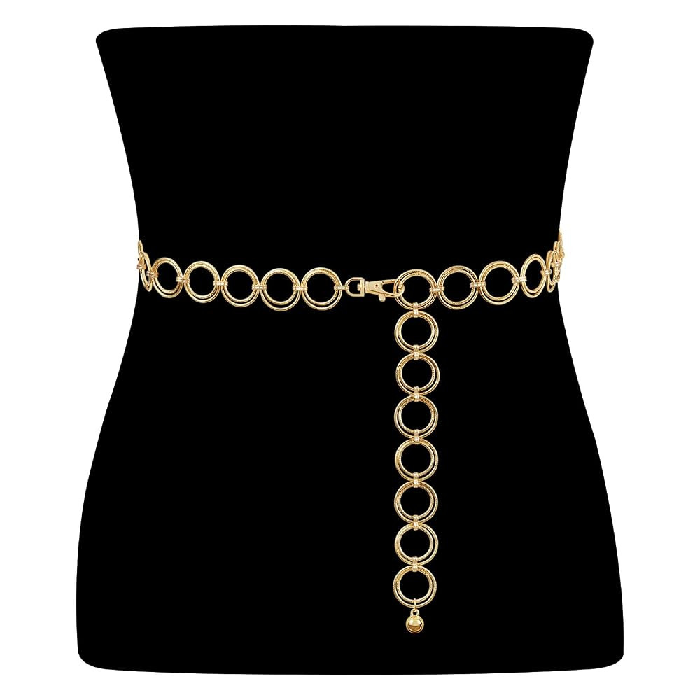 WHIPPY O-Ring Metal Waist Chain Belt Women Fashion Adjustable Body Link Belts for Jeans Dresses | Amazon (US)