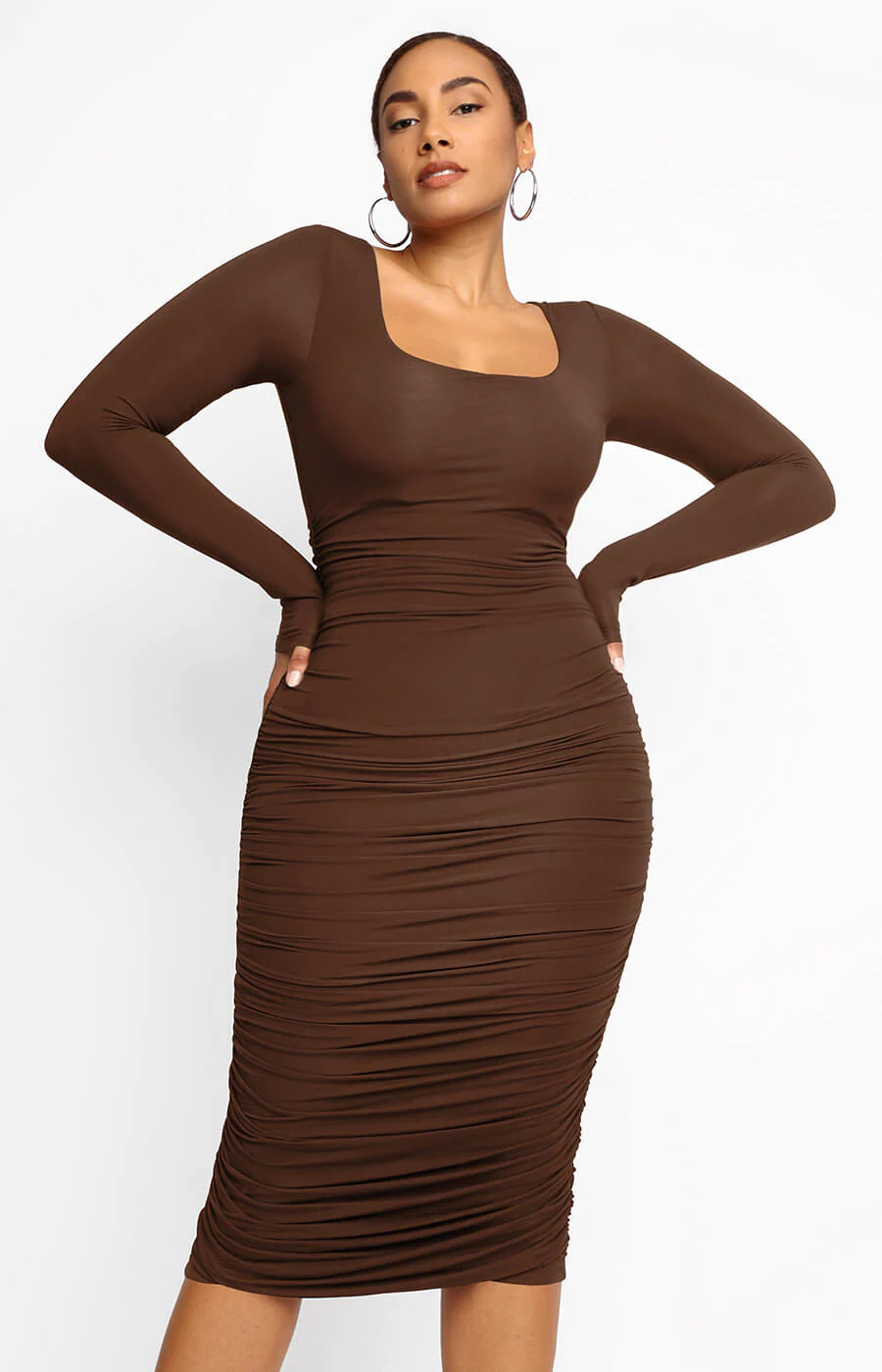 Built-In 360° Smooth Ruched Shaping Dress | Shapellx