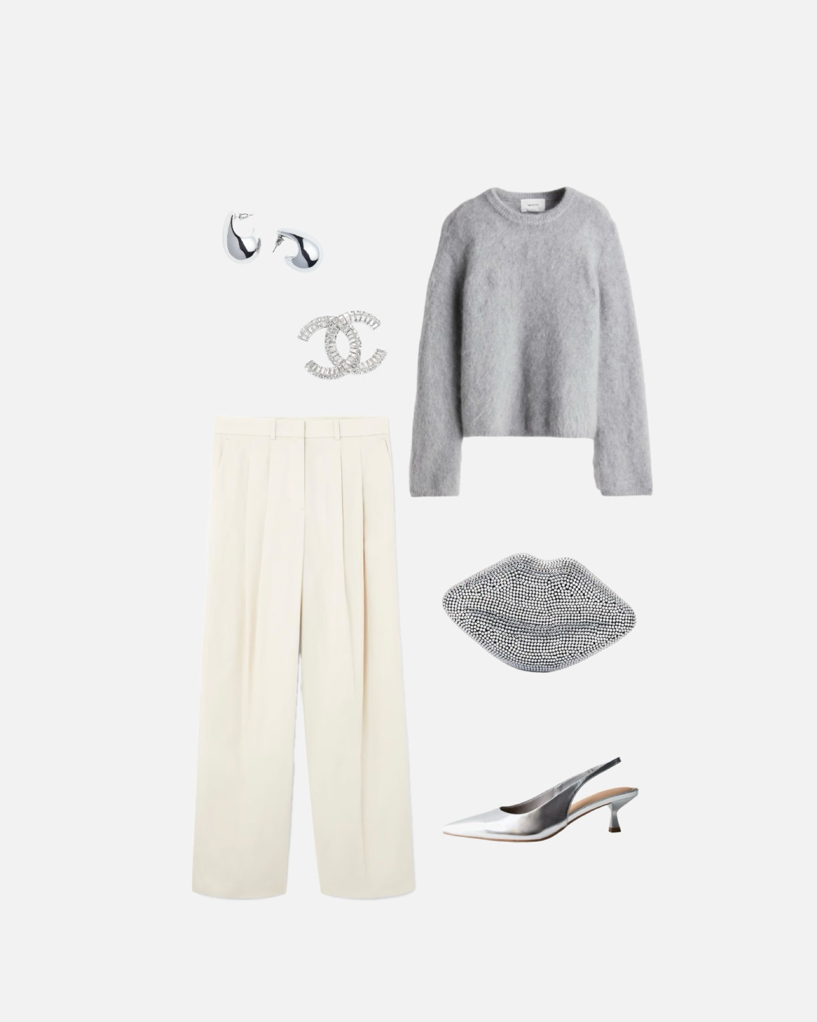 #mohairpullover #mohairpulli #graupullover #widelegtrousers #cremetrousers #cremehose #chunkyohrringe #weissehosr #clutchlips #clutchlippen #clutchsilber #silverclutch #brosche #silberslingbacks #silberabsatzschuhe #silberohrringe

#LTKpartywear #LTKstyletip #LTKeurope