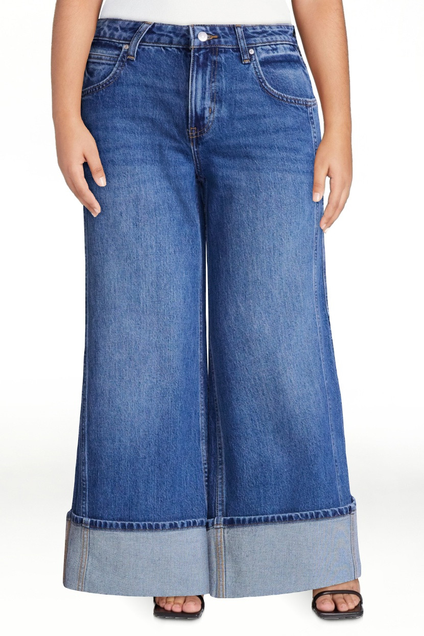 Scoop Women's and Women's Plus Mid Rise Cuffed Wide Leg Jean, Sizes 0-28W | Walmart (US)
