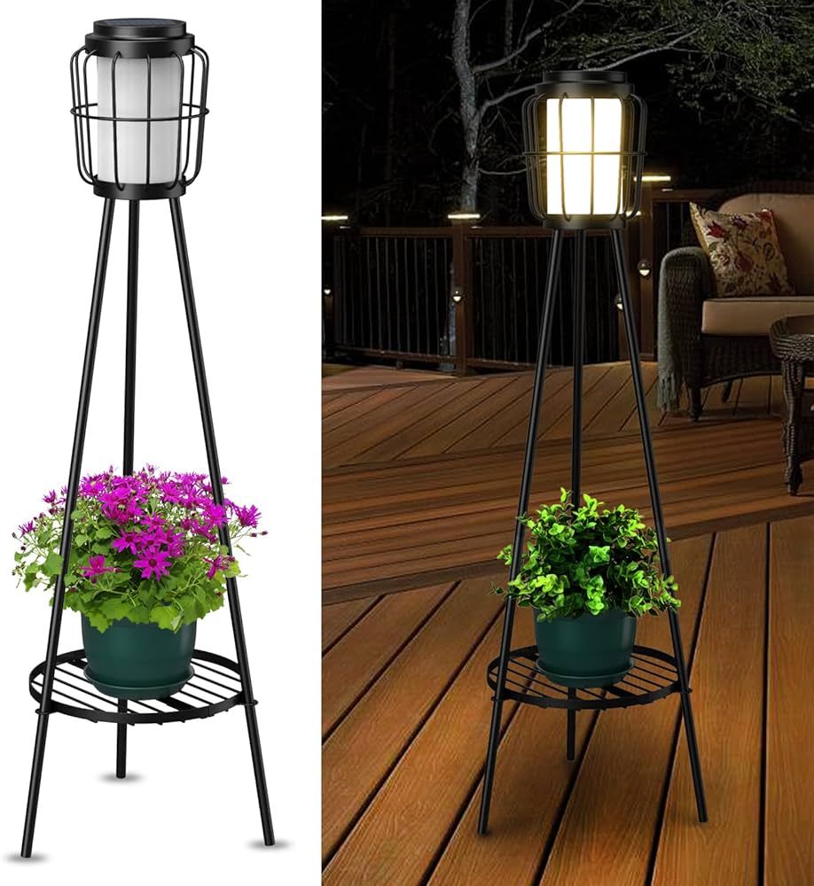 2 Pack Solar Lights Outdoor with Plant Stands, Solar Floor Lamp, Solar Powered Street Lights Meta... | Amazon (US)