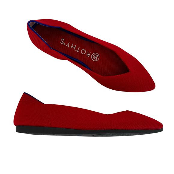 Rothy's The Point Chili Red and Blue Ballet Flats Pointed-Toe US 6.5 | Poshmark