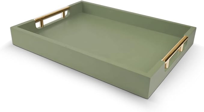 Wooden Decorative Coffee Table Tray, 16" Serving Tray with Handles, Matte Finish Decorative Tray,... | Amazon (US)