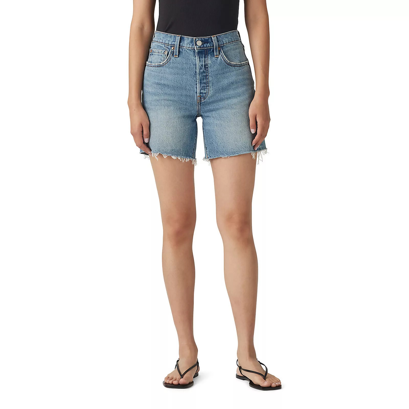 Women's Levi's® 501® Original High-Rise Mid-Thigh Jean Shorts, Size: 32(US 14)Medium, Ticked And Untied | Kohl's